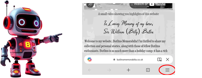 Butlins Memorabilia Website on Android