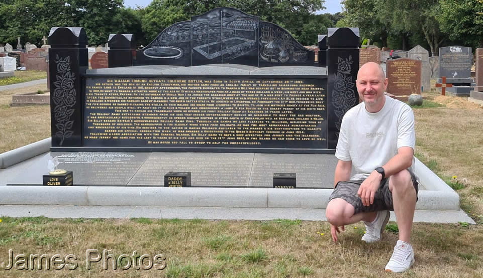 James in front of Sir Billy Butlin Grave