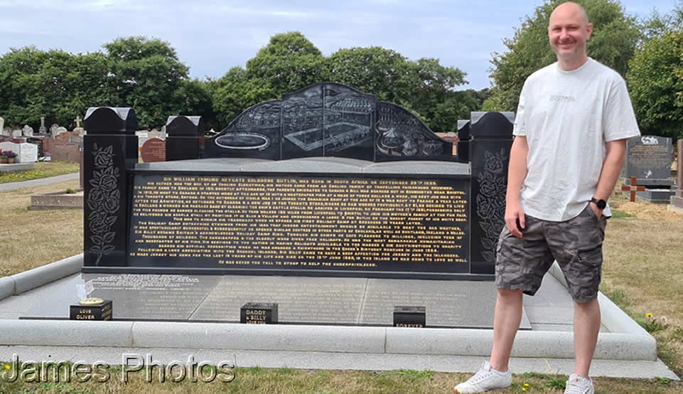 James in front of Sir Billy Butlin Grave