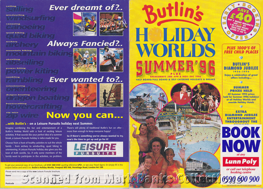 1996 Butlins Holiday Worlds Brochure