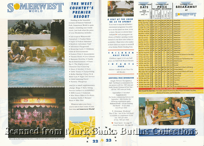 1991 Butlins Holiday Worlds Brochure