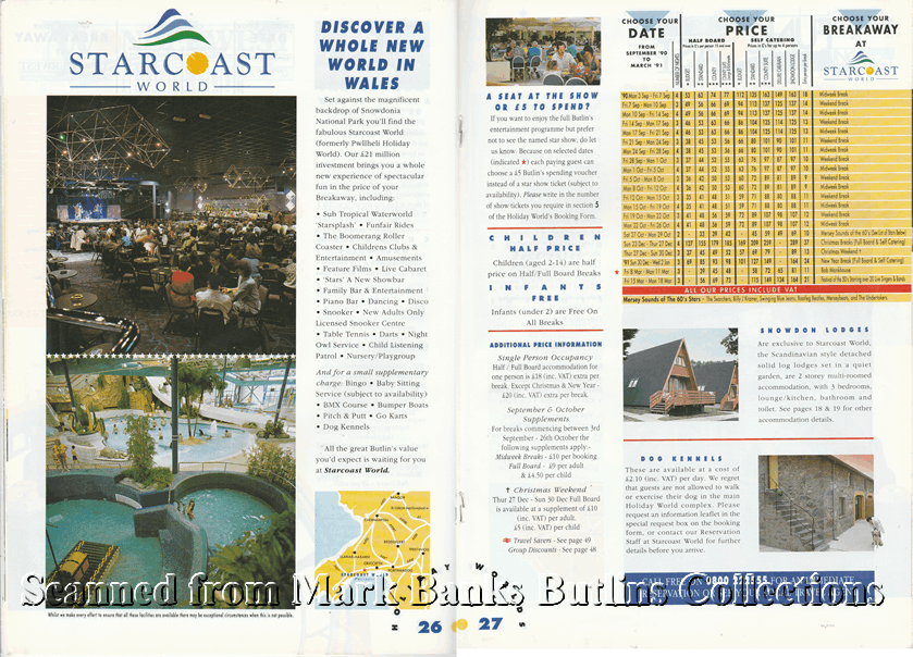 1991 Butlins Holiday Worlds Brochure