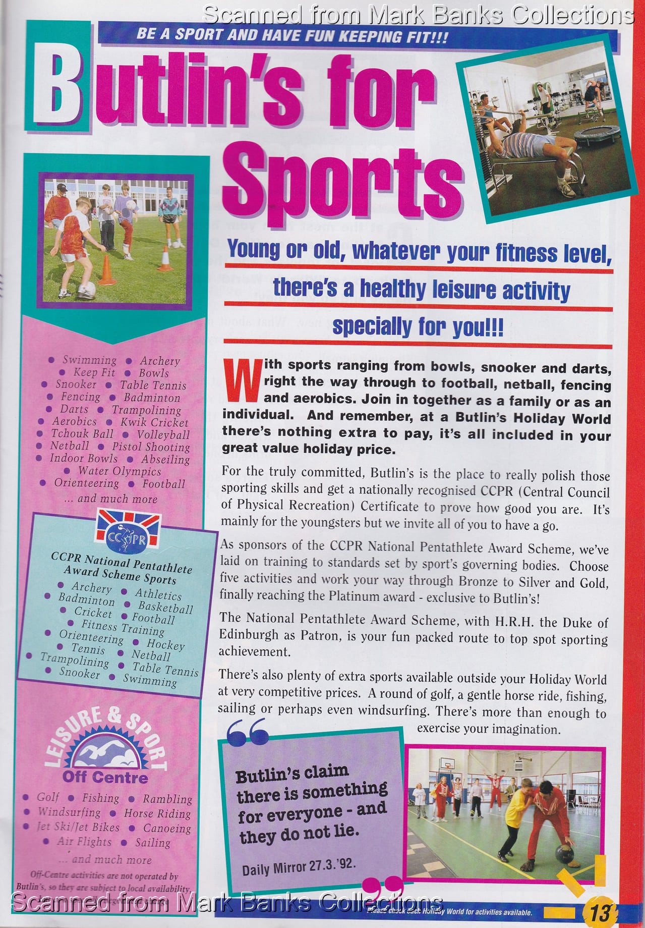 1993 Butlins Holiday Worlds Brochure