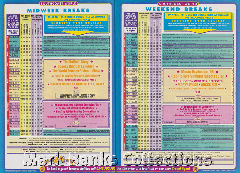 1996 Butlins Holiday Worlds Brochure