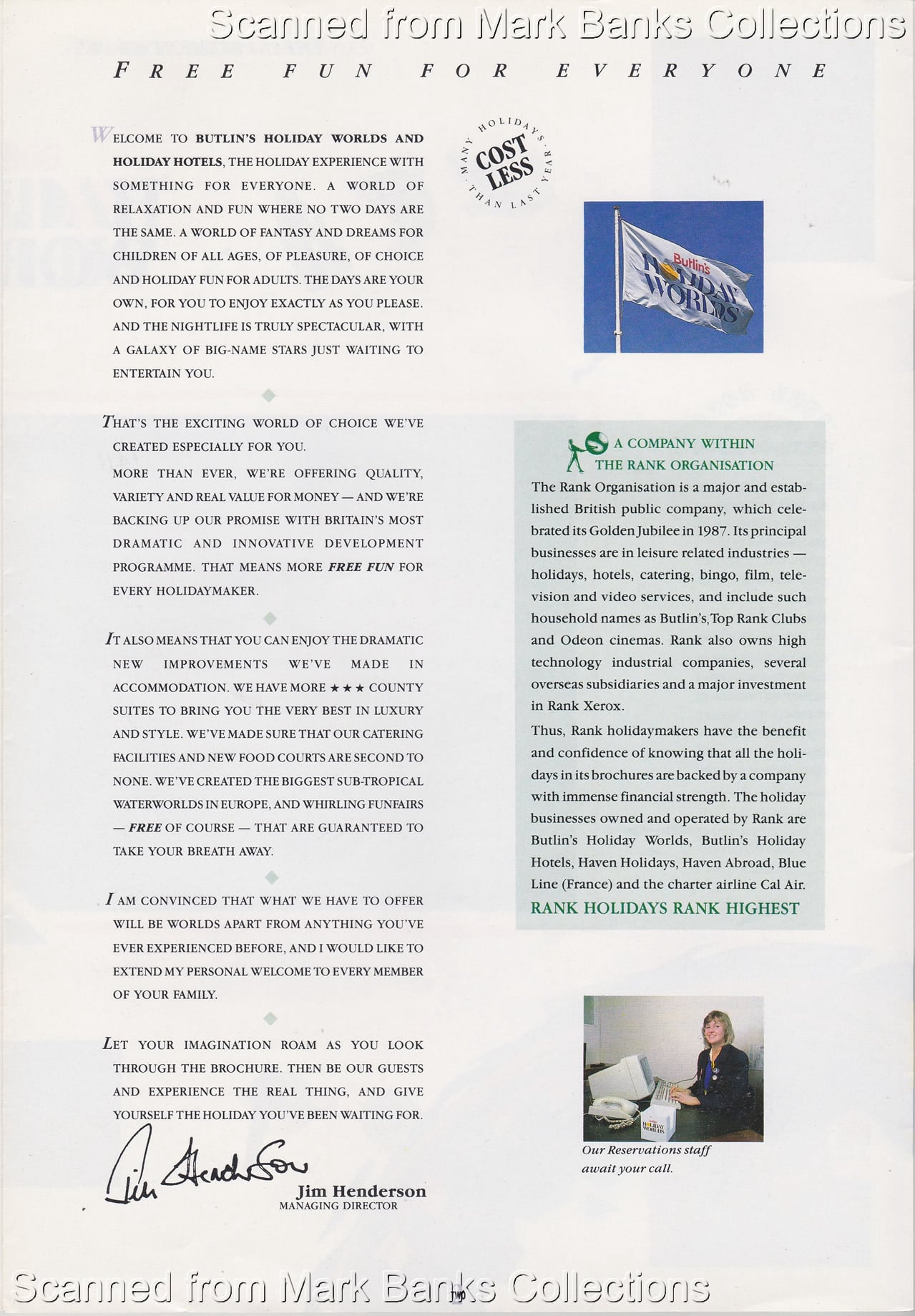 1989 Butlins Holiday Worlds Brochure
