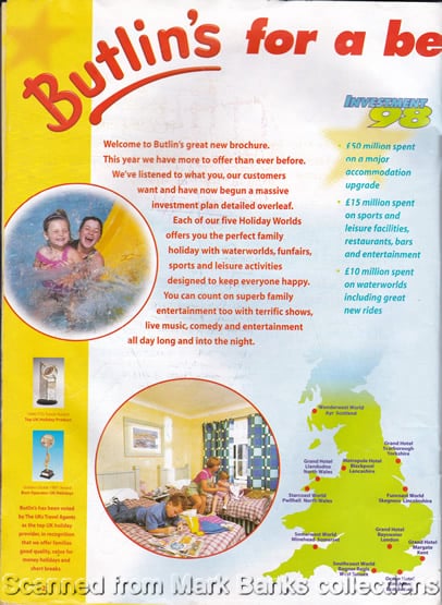 1998 Butlins Holiday Worlds Brochure