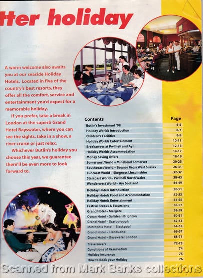 1998 Butlins Holiday Worlds Brochure