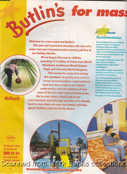 1998 Butlins Holiday Worlds Brochure