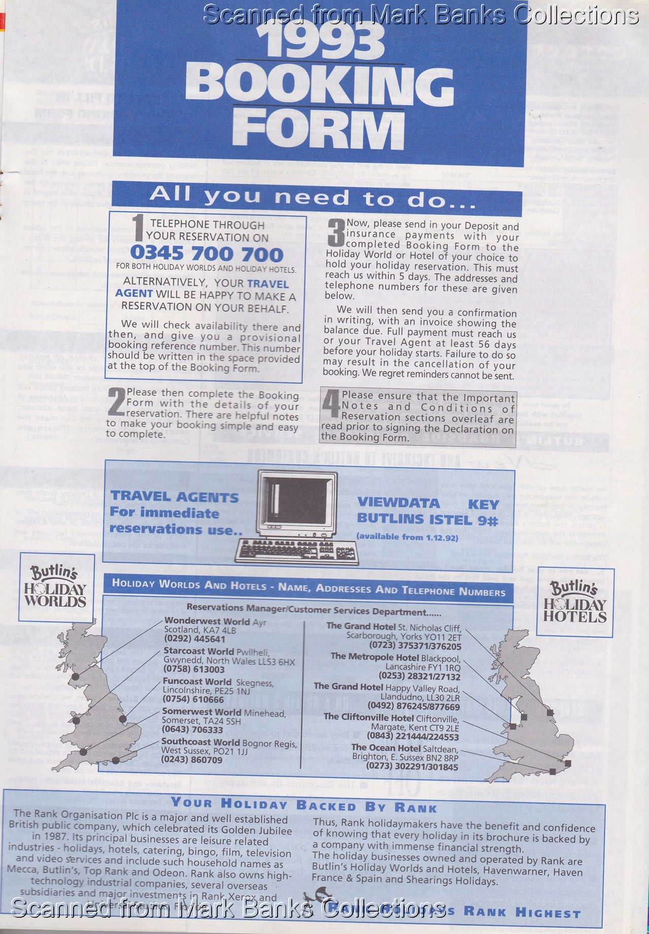1993 Butlins Holiday Worlds Brochure