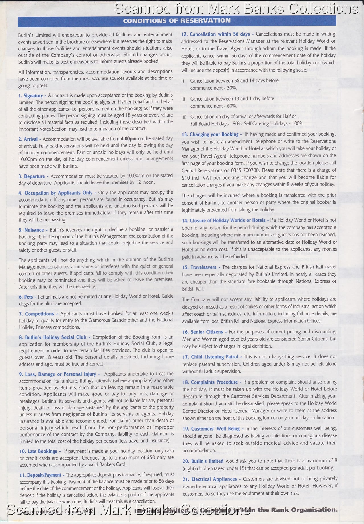 1993 Butlins Holiday Worlds Brochure