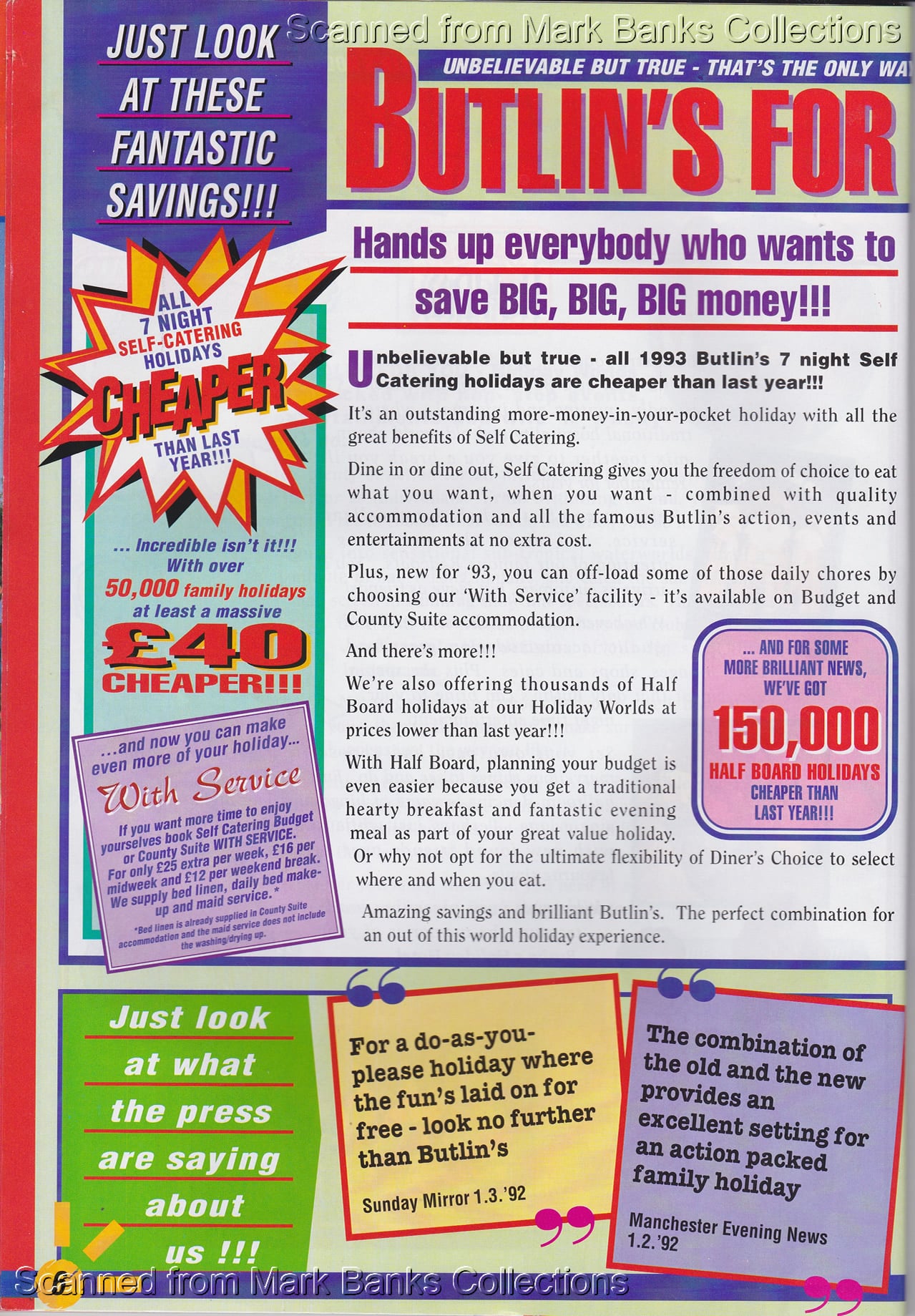 1993 Butlins Holiday Worlds Brochure