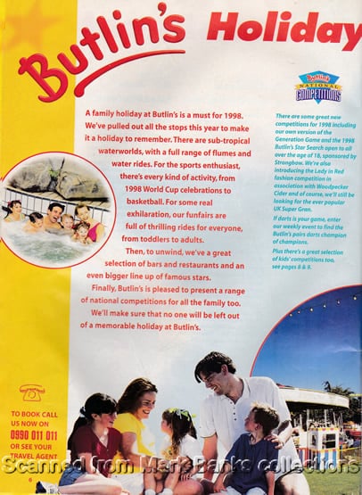 1998 Butlins Holiday Worlds Brochure