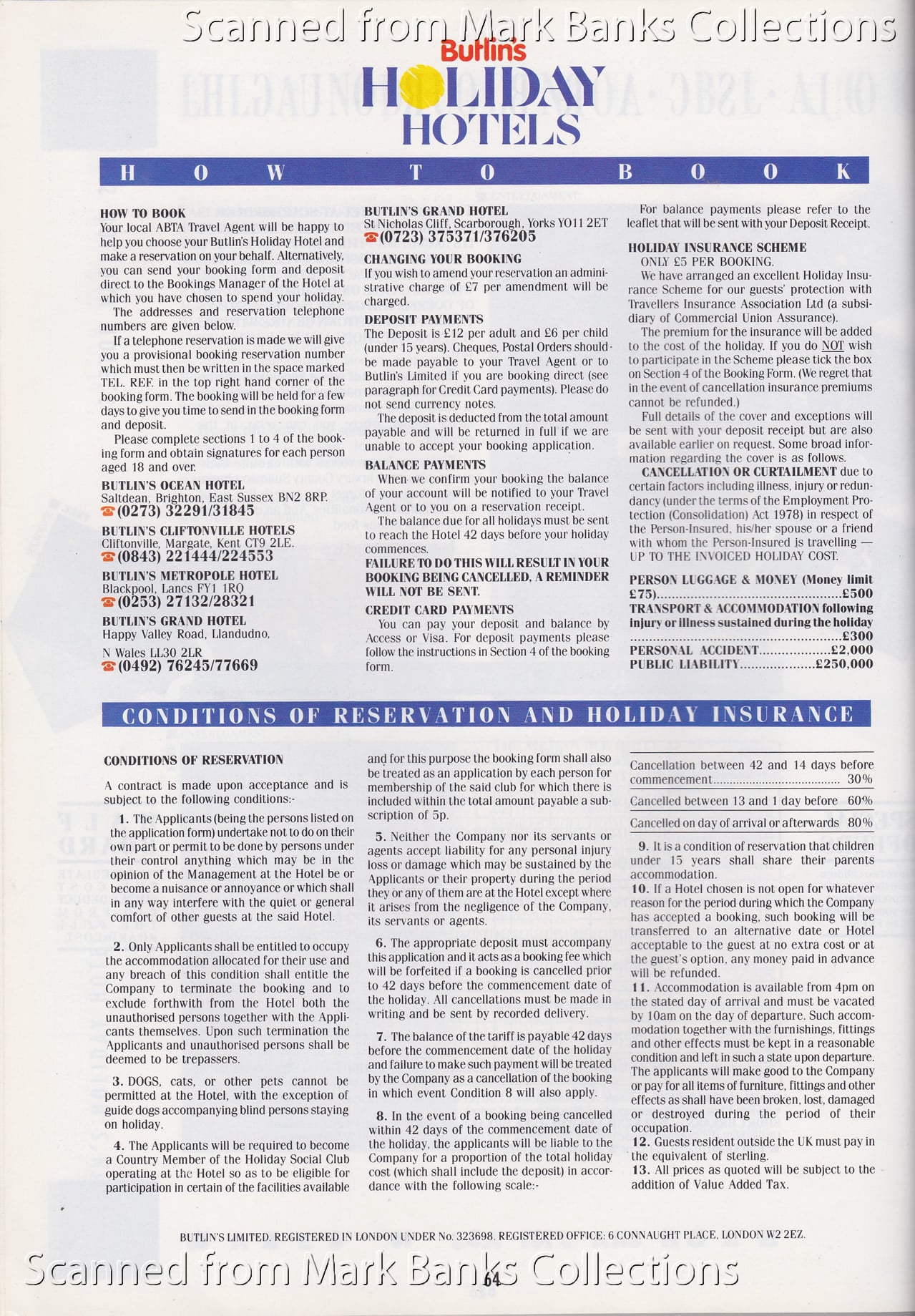 1988 Butlins Holiday Worlds Brochure