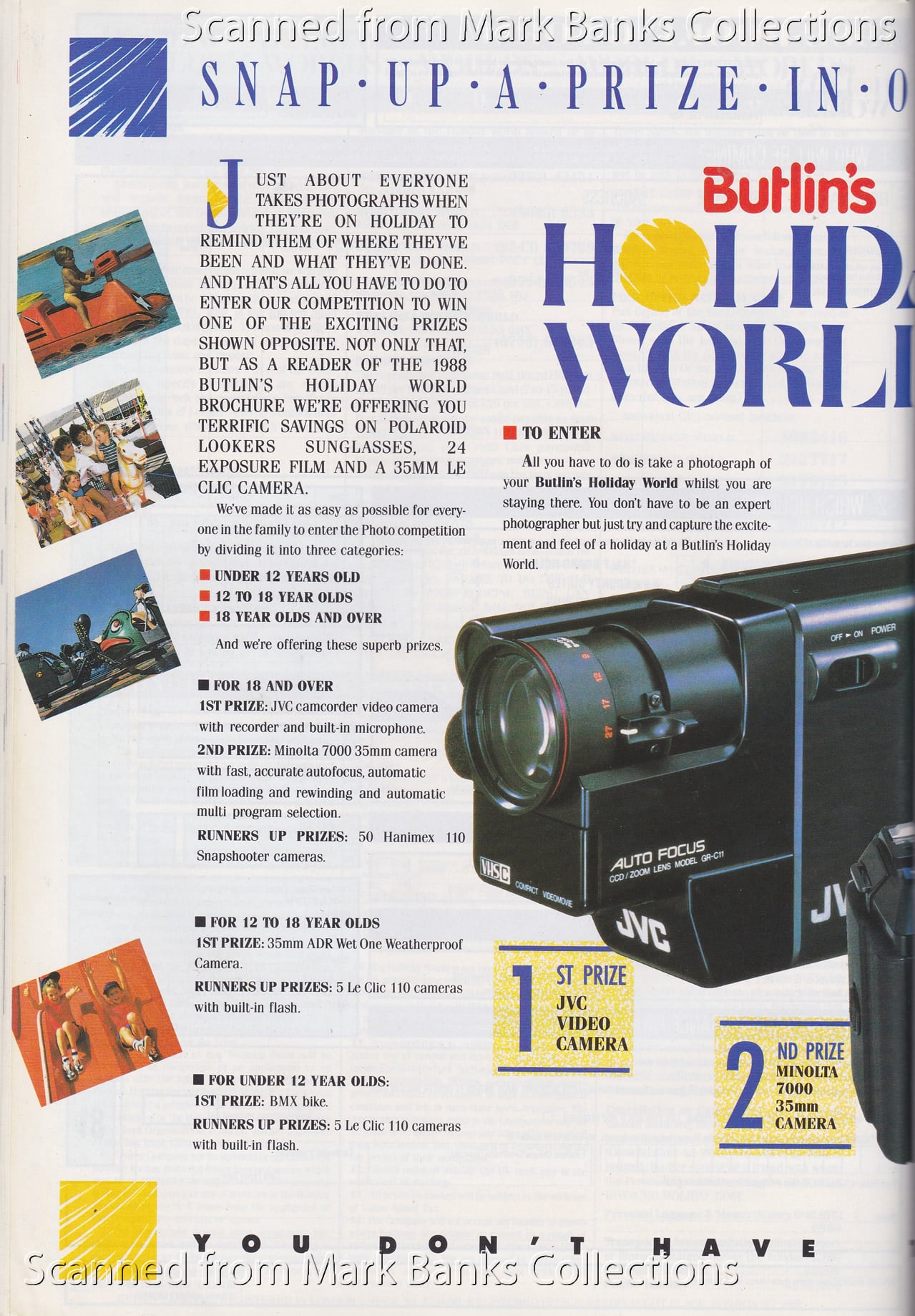 1988 Butlins Holiday Worlds Brochure
