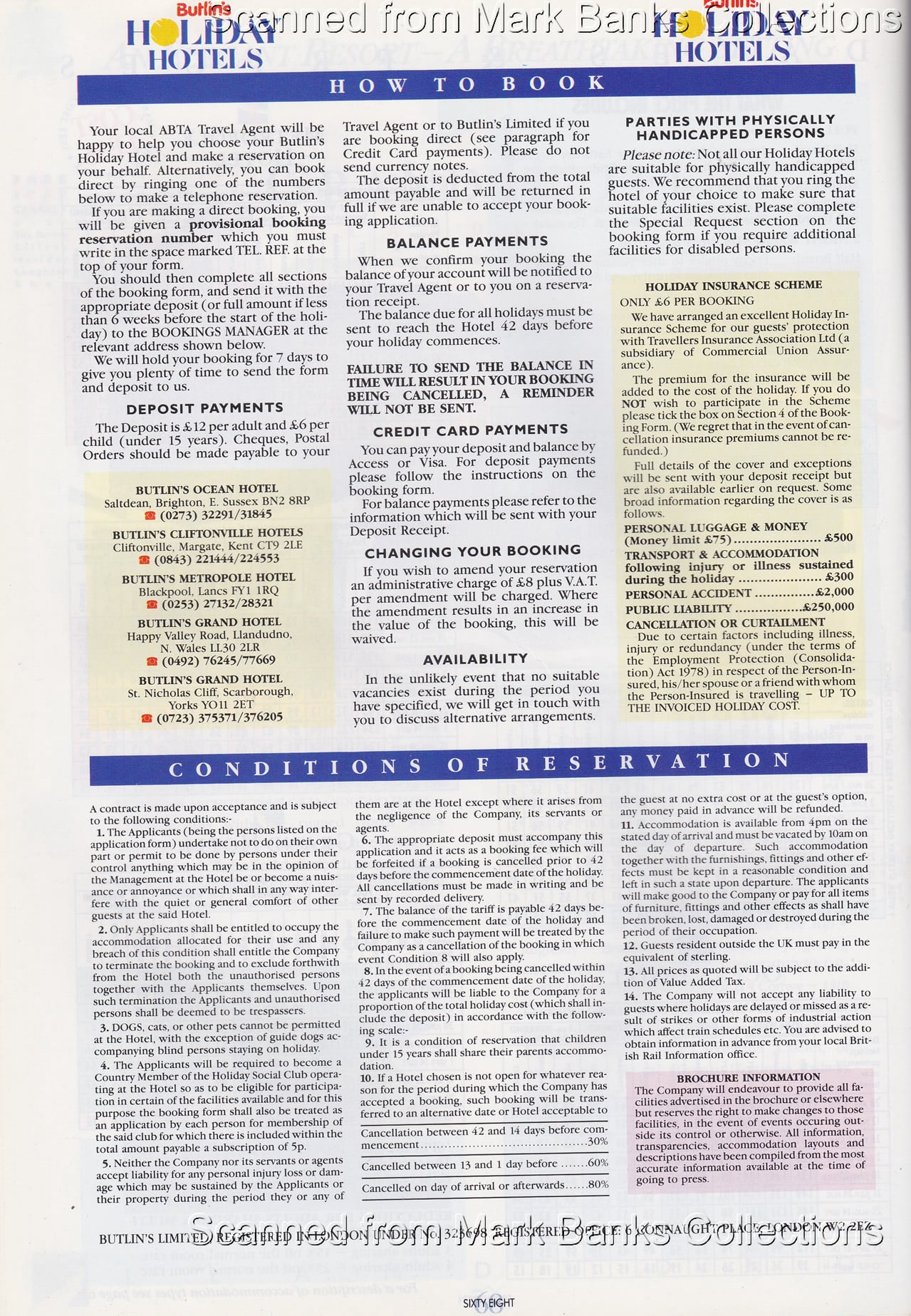 1989 Butlins Holiday Worlds Brochure