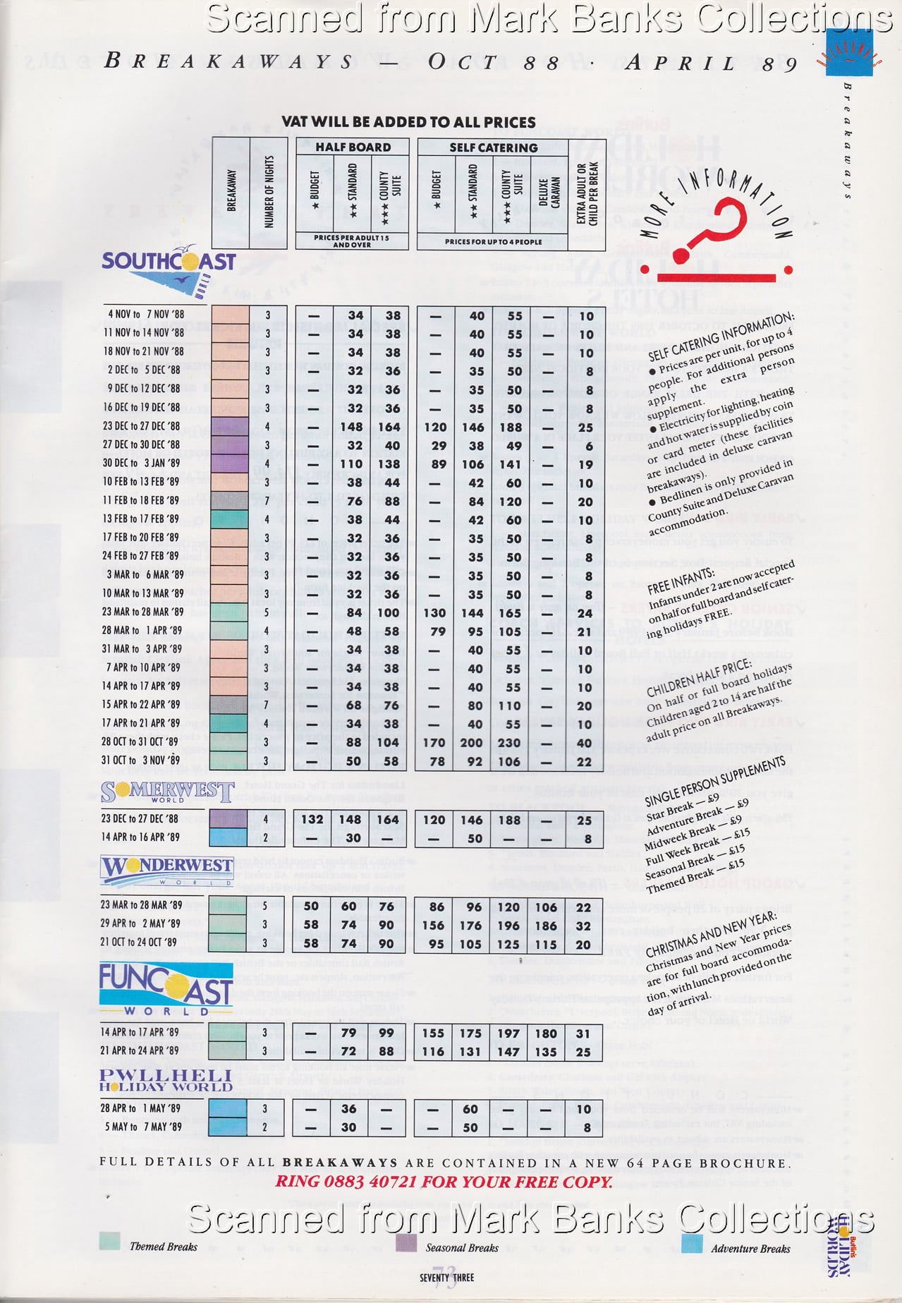 1989 Butlins Holiday Worlds Brochure