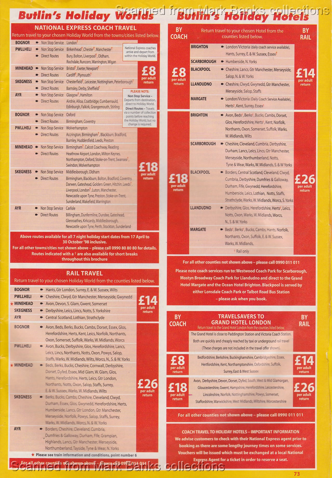 1998 Butlins Holiday Worlds Brochure