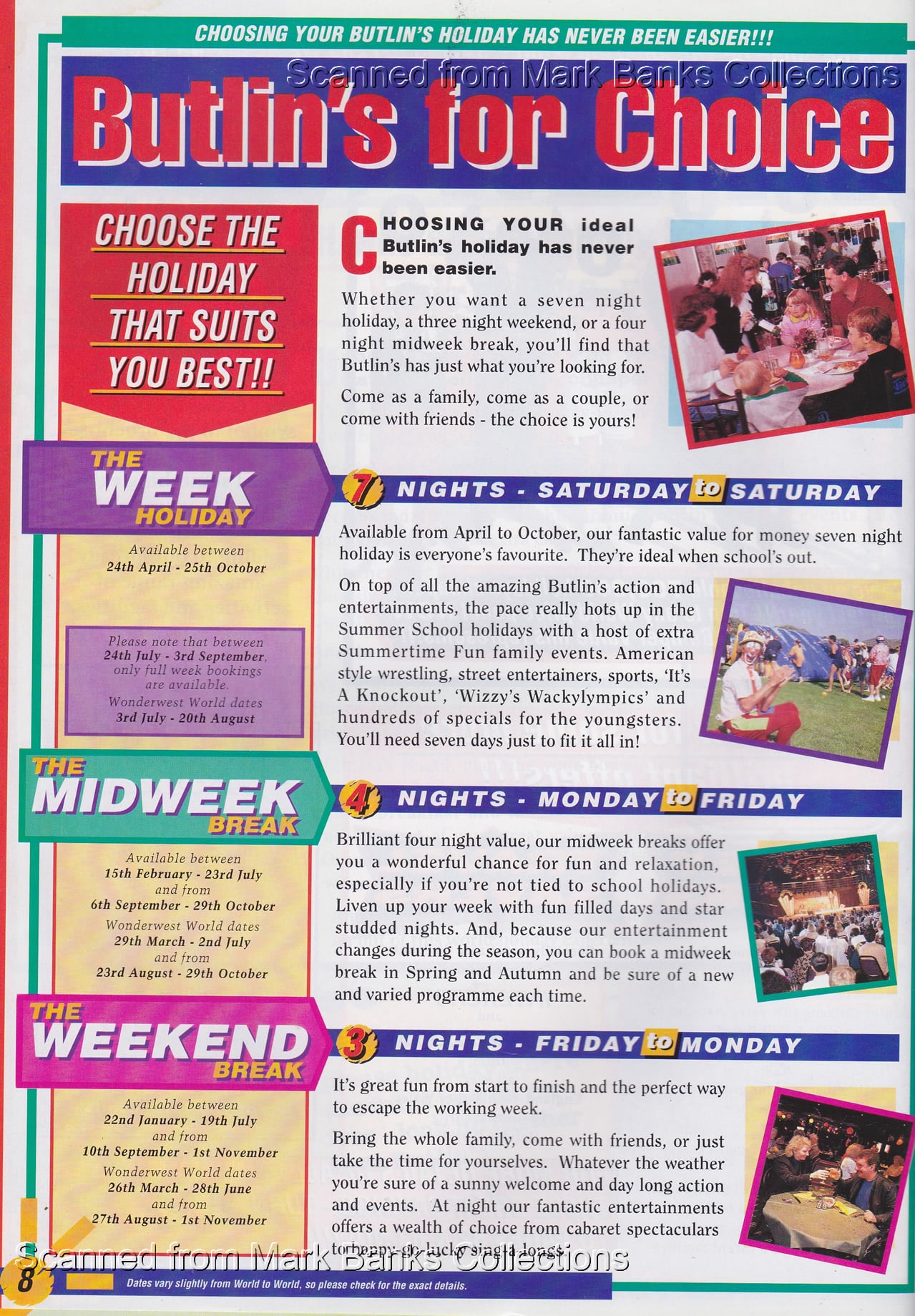 1993 Butlins Holiday Worlds Brochure