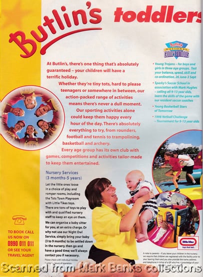 1998 Butlins Holiday Worlds Brochure