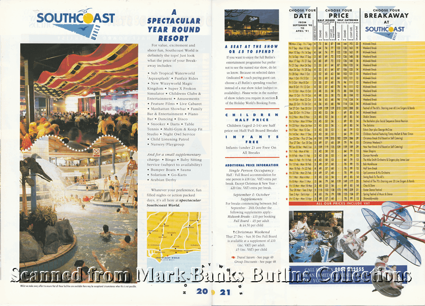 1991 Butlins Holiday Worlds Brochure