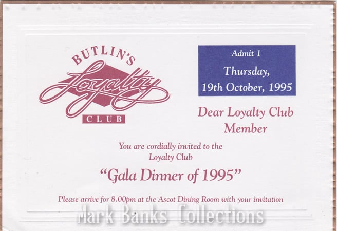 Butlins Loyalty Club Gala Dinner 1995