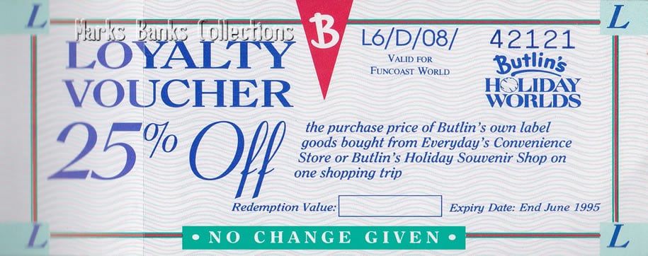 Butlins Loyalty Club vouchers