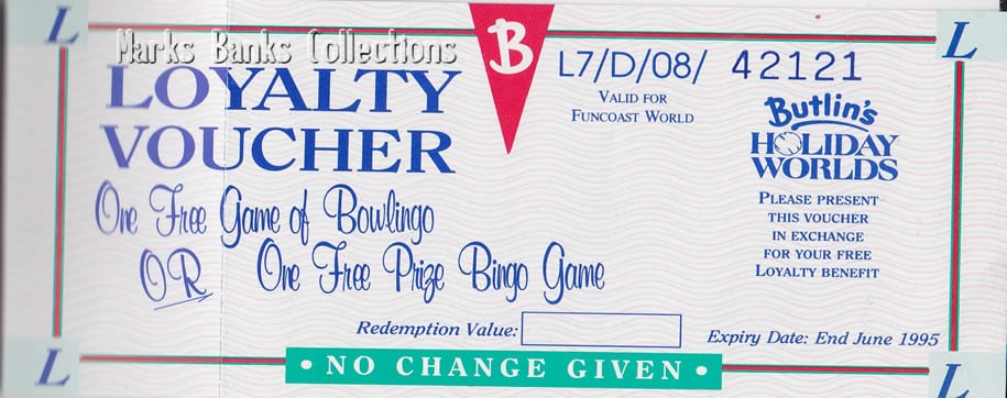 Butlins Loyalty Club vouchers