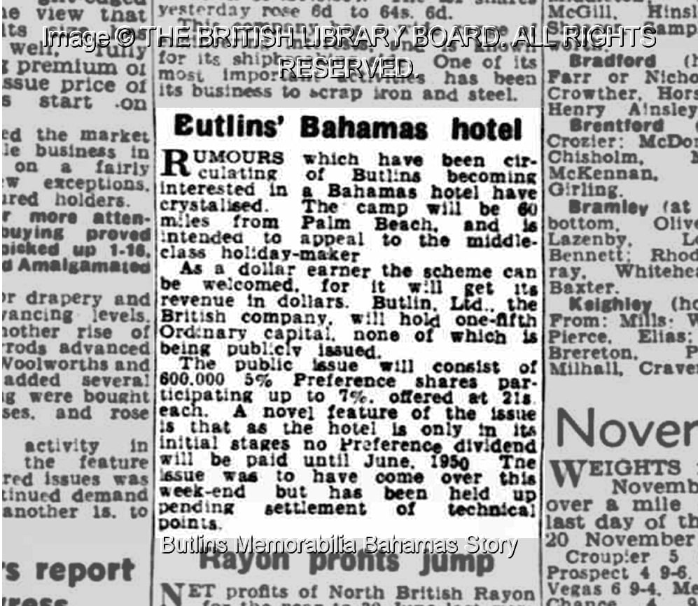 Bradford Observer - Friday 22 October 1948 - Butlins Memorabilia Bahamas Story