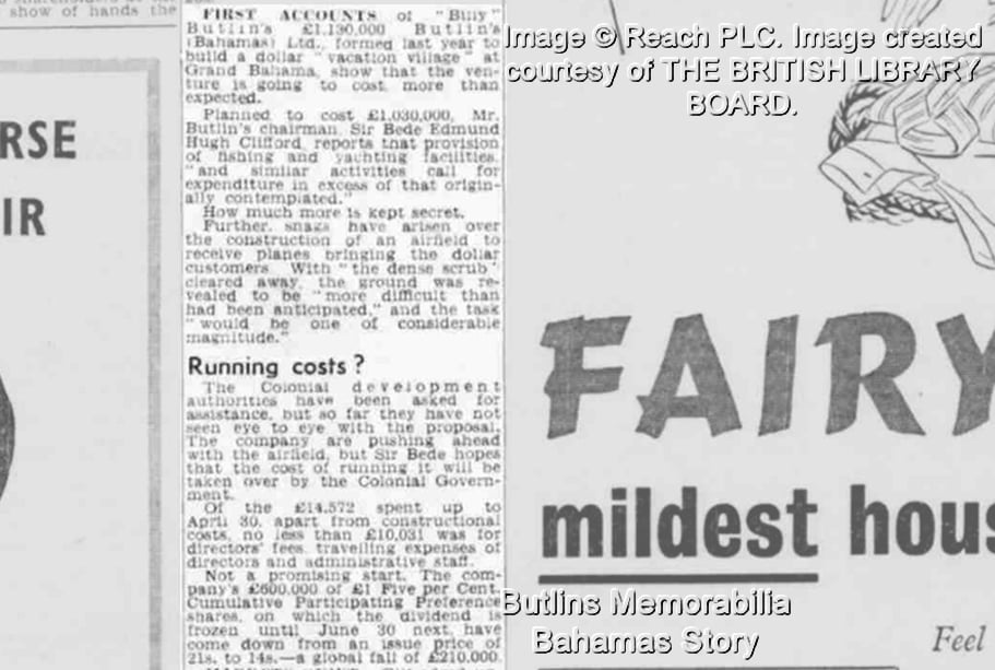 Daily Express - Saturday 17 September 1949 - Butlins Memorabilia Butlins Bahamas Story