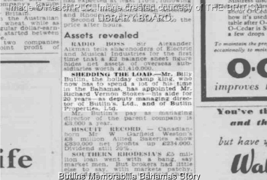 Daily Express - Wednesday 24 November 1948 - Butlins Memorabilia Butlins Bahamas Story