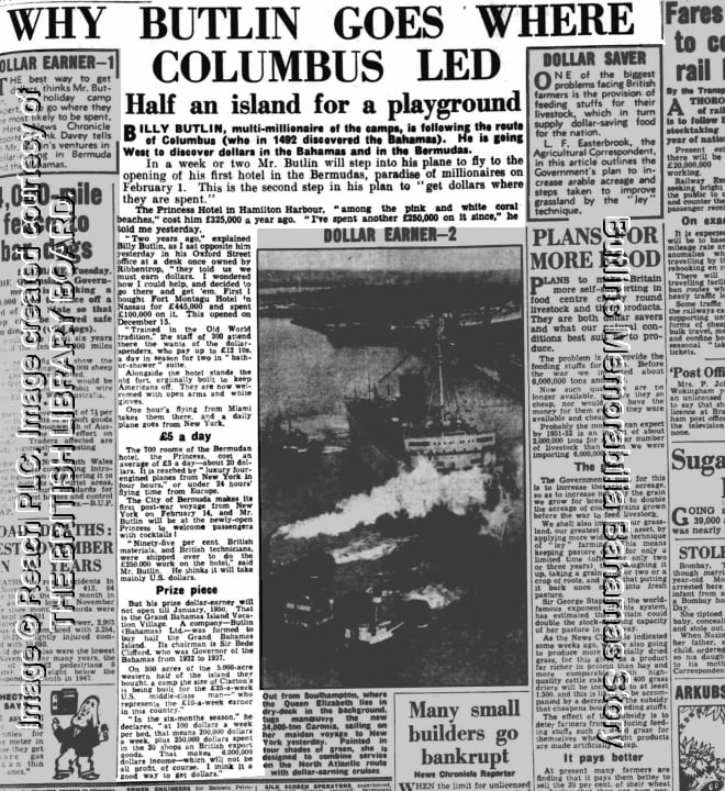 Daily News (London) - Wednesday 05 January 1949 - Butlins Memorabilia Butlins Bahamas Story