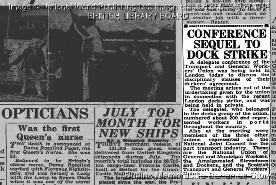 Shields Daily News - Friday 20 August 1948 Dock Strikes in 1940s - Butlins Memorabilia Butlins Bahama Story