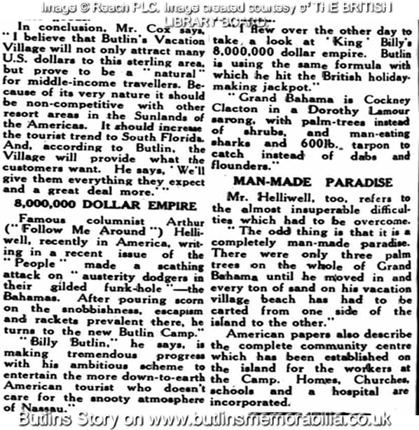 Butlins Caribbean article Skegness News - Wednesday 12 April 1950