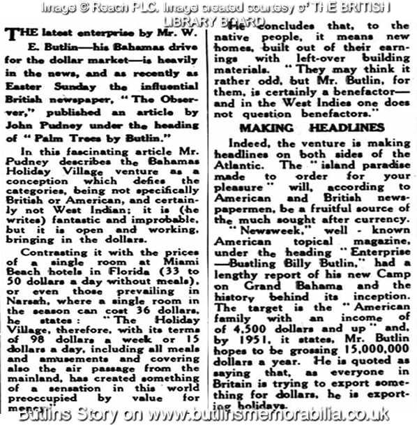 Butlins Caribbean article Skegness News - Wednesday 12 April 1950