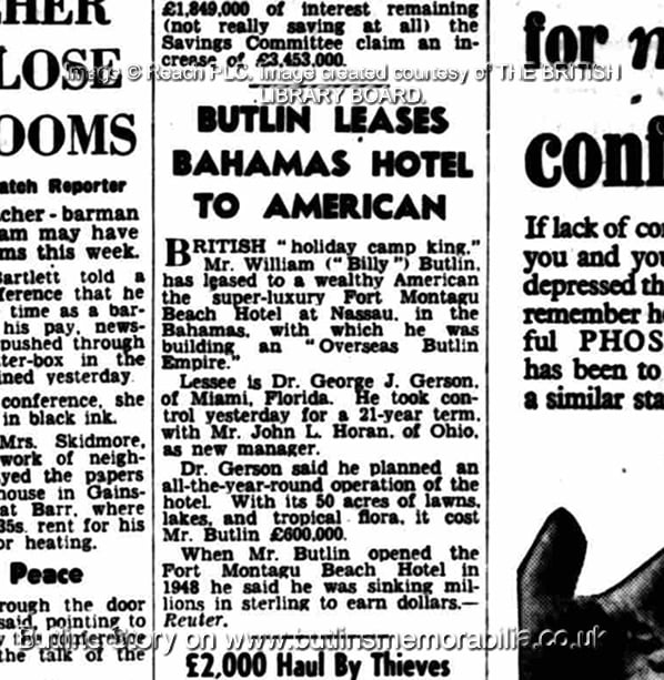 Butlins Caribbean article Weekly Dispatch (London) - Sunday 16 April 1950