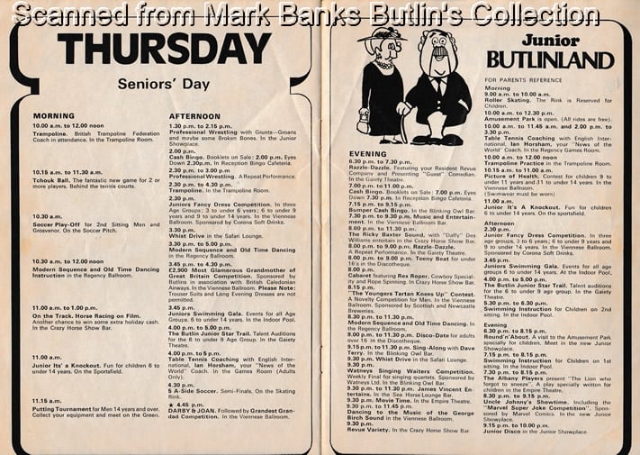 Butlins Clacton 1975 Guide