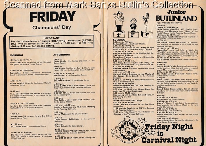 Butlins Clacton 1975 Guide