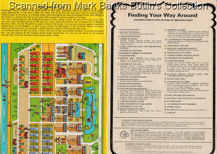 1978  Butlins Filey Map