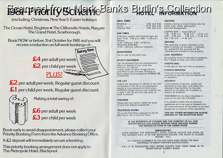 Butlins Hotel 1980 Guide