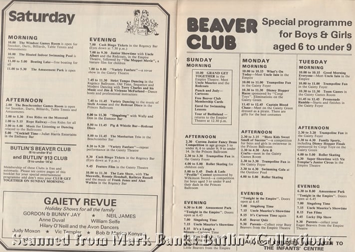 Butlins Minehead 1980 Guide