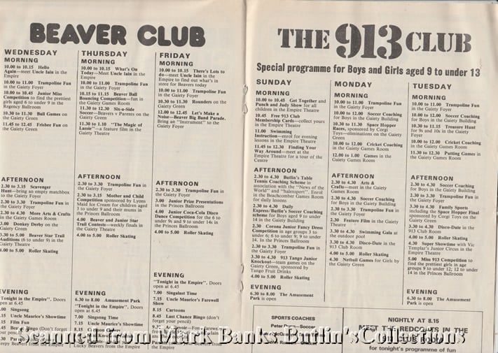 Butlins Minehead 1980 Guide