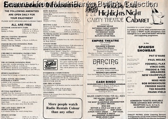 Butlins Filey 1978 Guide