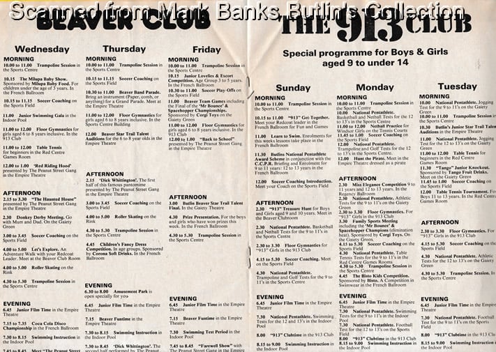 Butlins Filey 1978 Guide