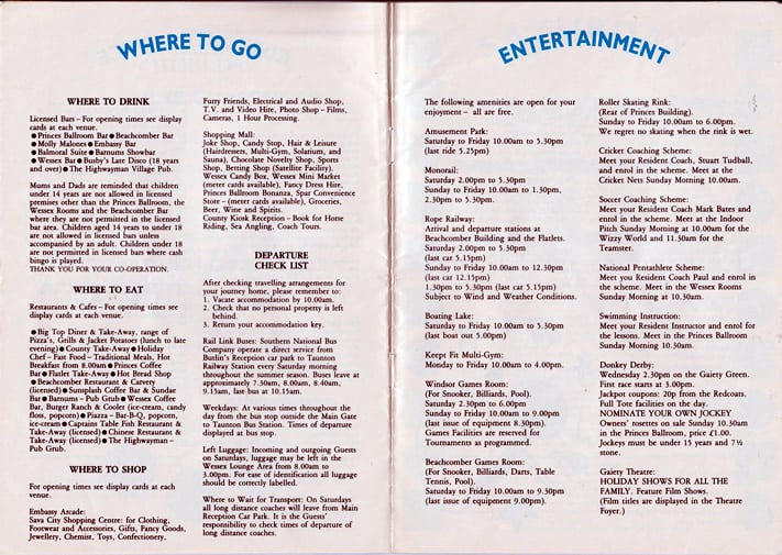 Butlins Minehead 1990 Guide