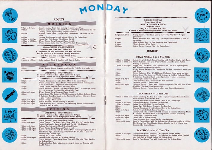 Butlins Minehead 1990 Guide