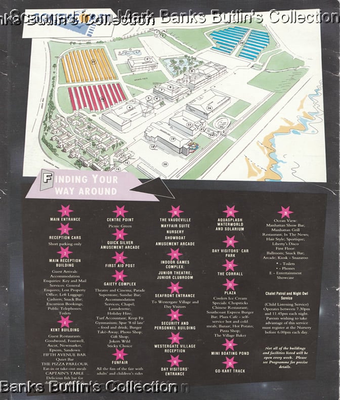1991 Butlins Bognor Regis Map