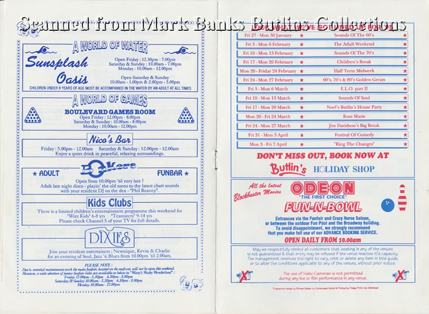 Butlins Minehead 1994-5 Guide
