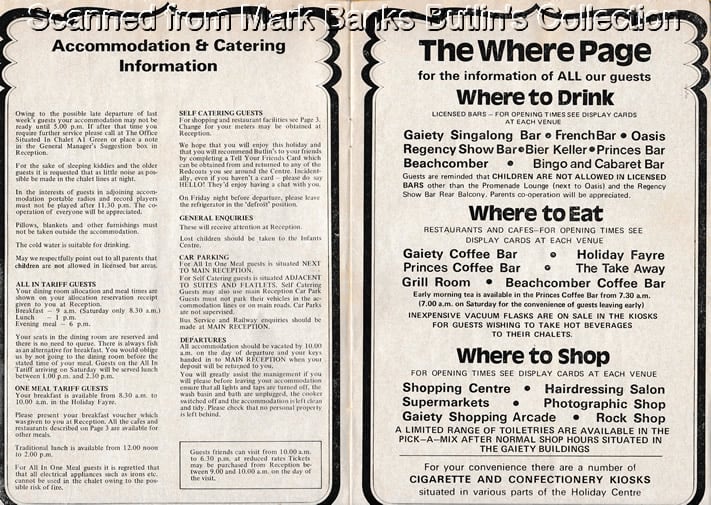 Butlins Filey 1978 Guide