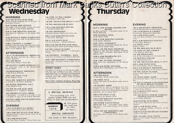 Butlins Filey 1978 Guide